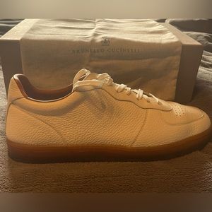 Beautiful  expensive cream colored men’s Brunello Cucinelli sneakers